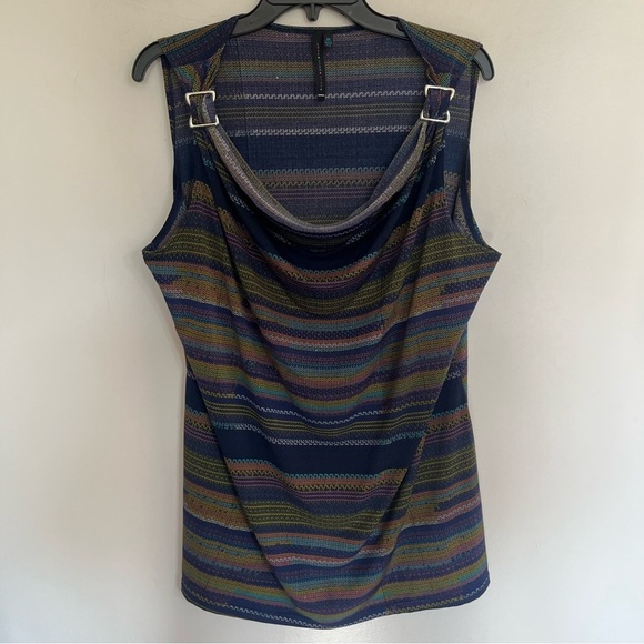Women’s Love Life Live Striped Cowl Neck Buckle Detail Tank Top Size 2XL - Picture 1 of 10